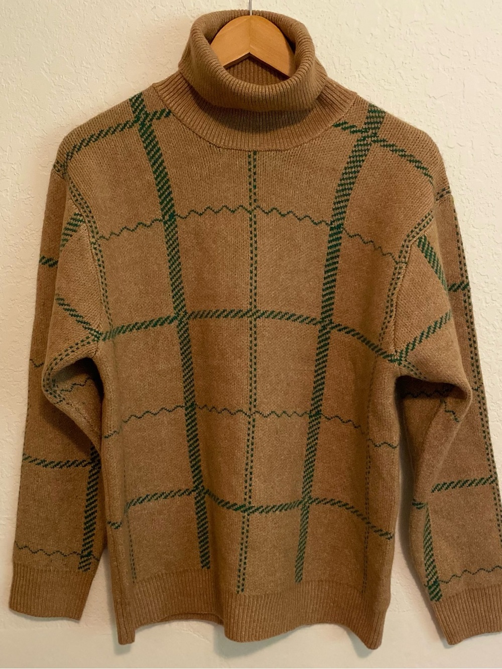 Lumiere Windowpane Plaid Knit Cowl/Turtleneck Sweater Women’s Size L